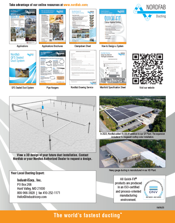Nordfab Ducting Product Reference - Industricorp (Back)